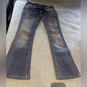 MISS ME Women's Size 26 Turquoise Tribal Aztec Pocket Signature Boot Cut